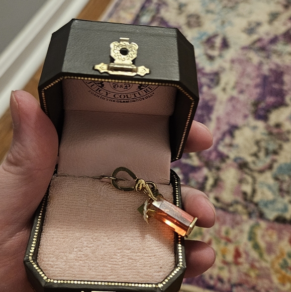 RARE Authentic Juicy Couture Tropical Cocktail Red Tea Charm With Umbrella & Box - Picture 7 of 11